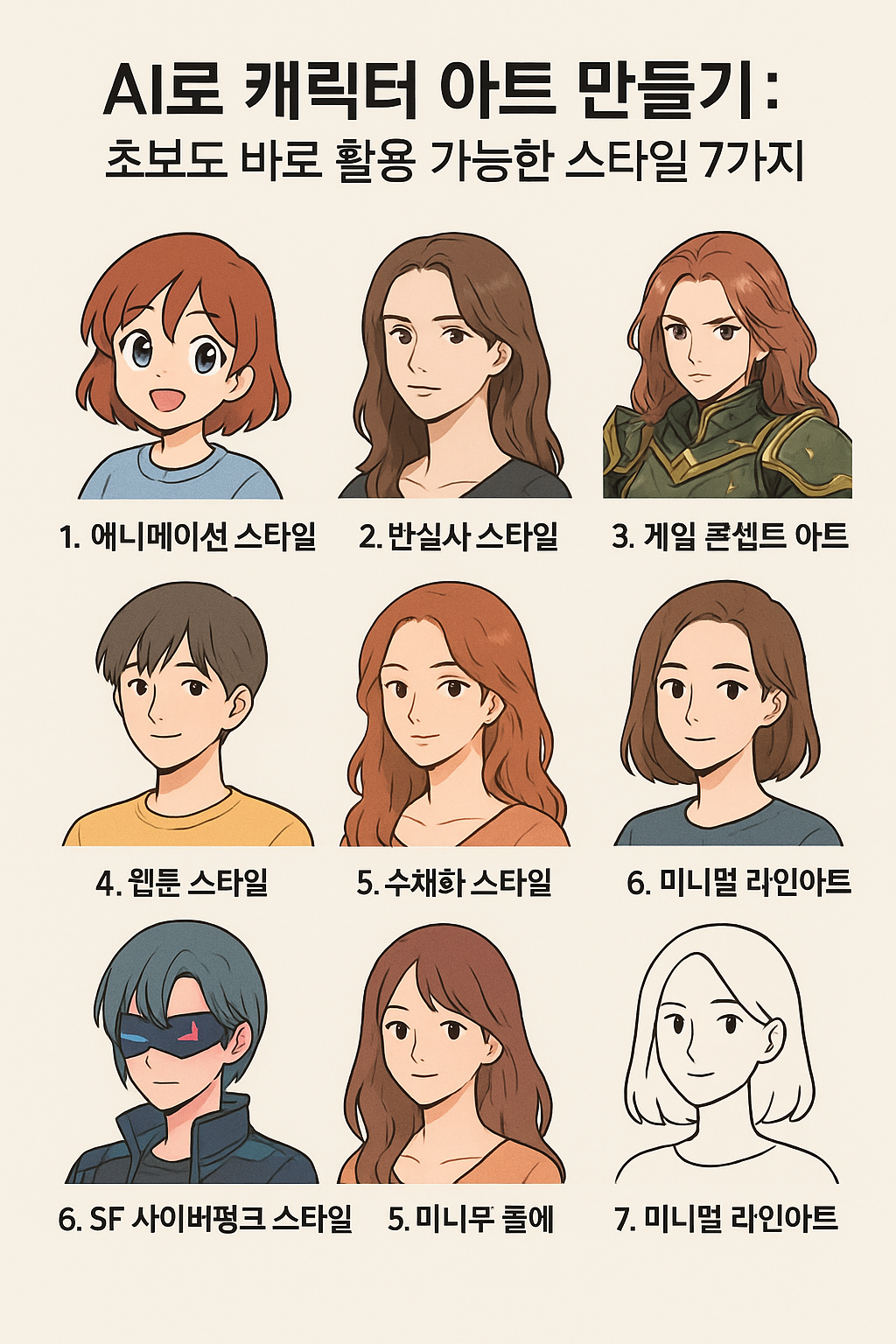 AI로 캐릭터 아트 만들기: 초보도 바로 활용 가능한 스타일 7가지